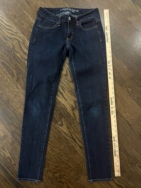 American Eagle 4 Navy Dark Wash Skinny Jeans Jeggings stretch denim